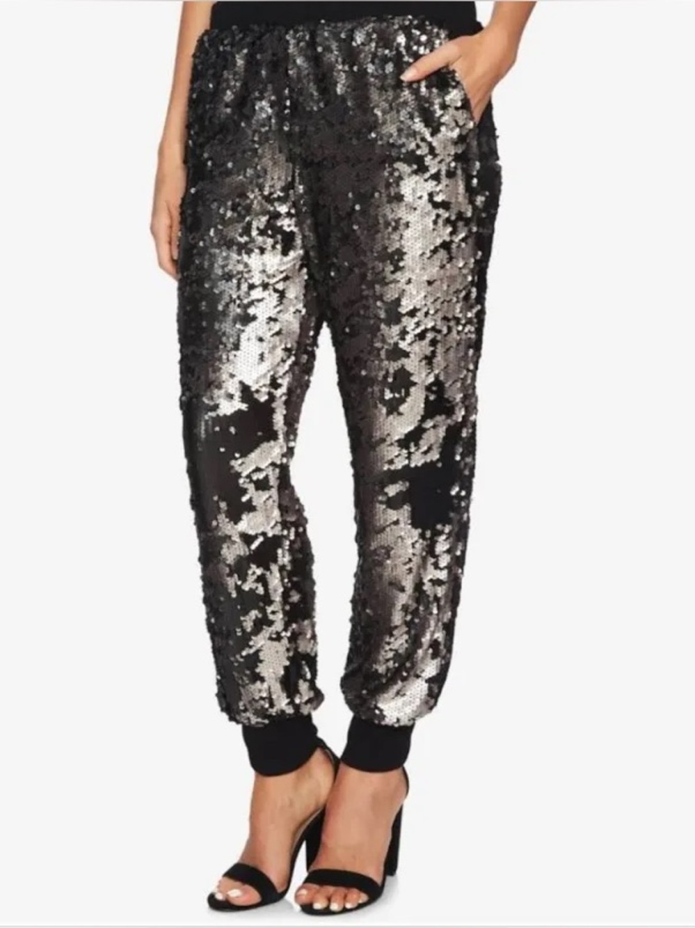 Loft | Petite  Classic Black Sequin Jogger Pants | Size LP